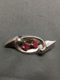 Bond Designer High-Polished 50mm Long 20mm Wide Brooch w/ Twin Square Faceted Pink Rhinestone