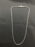 New High Polished Rope Link 2.0mm Wide 16in Long Italian Made Sterling Silver Chain