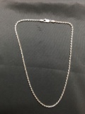 New High Polished Rope Link 2.0mm Wide 16in Long Italian Made Sterling Silver Chain