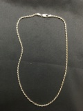 New High Polished Rope Link 2.0mm Wide 16in Long Italian Made Sterling Silver Chain