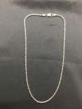 New High Polished Rope Link 2.0mm Wide 16in Long Italian Made Sterling Silver Chain