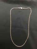 New High Polished Rope Link 2.0mm Wide 16in Long Italian Made Sterling Silver Chain