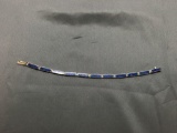 Rectangular 15x4mm Lapis Inlaid Links 8in Long 4.5mm Wide 950 Silver Bracelet