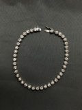 Bezel Set Round Faceted CZ Featured 4.0mm Wide 8in Long Sterling Silver Tennis Bracelet