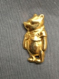 High Polished Gold-Tone 30mm Tall 15mm Wide Disney Branded Winnie the Pooh Sterling Silver Brooch