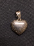 Engraving Detailed High Polished Engravable 15x15x5mm Sterling Silver Heart Locket Pendant