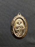 Chapel Designer St. Jude Thaddeus Oval 28x20mm Gold-Tone Sterling Silver Protection Medallion
