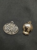 Lot of Two Sterling Silver Pendants, One High Polished Tweety Bird & One Racing Flags