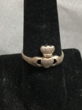 Irish Claddagh Design 10mm Wide Sterling Silver Ring Band