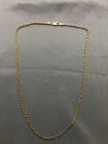 Rope Link 2.5mm Wide 20in Long Italian Made Gold-Tone Sterling Silver Chain