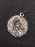 Round 20mm Diameter Brush Finish w/ Carving Detail Sterling Silver Our Lord's Prayer Protection