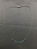 Gemstone & Sterling Silver Hand-Strung 1.5mm Wide 16in Long Beaded Necklace