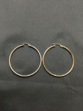 Rounded 38mm Diameter 1.75mm Wide Pair of Sterling Silver Hoop Earrings