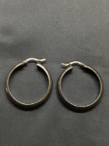 Half Rounded 27mm Diameter 4.5mm Wide Pair of Sterling Silver Hoop Earrings