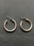 High Polished Rounded 22mm Diameter 3.5mm Wide Pair of Sterling Silver Hoop Earrings