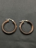 Knife Edge Design 25mm Diameter 4.0mm Wide Pair of Sterling Silver Hoop Earrings