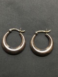 Graduating Rounded Knife Edge Style 20mm Diameter 3mm Wide Pair of Sterling Silver Hoop Earrings