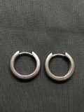 Squared Styled 14mm Diameter 2.75mm Wide Pair of Sterling Silver Huggie Hoop Earrings