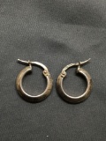 Knife Edge Design 15mm Diameter 2.75mm Wide Pair of Sterling Silver Hoop Earrings