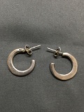 Flat Rounded Styled 20mm Diameter 2.0mm Wide High Polished Pair of Sterling Silver Hoop Earrings