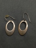 Oval Shaped 22mm Long 13mm Wide Pair of Sterling Silver Dangle Earrings