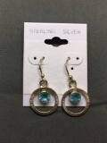 New! Gorgeous Detailed Blue Topaz 1 1/8in Pair of Sterling Silver Earrings