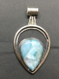 New! AAA Quality Amazing Large Dominican Republic Larimar 2.5in Sterling Silver Pendant