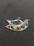 Hand-Forged Mexican Made Abalone Inlaid Soaring Dove Design Abalone Inlaid 34mm Wide 15mm Tall