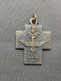 Creed Designer Vintage 24x21mm Sterling Silver Cross Pendant w/ Dove Insignia