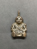 Old Pawn Mexico Mayan Totem Design 25mm Tall 20mm Wide Sterling Silver Pendant