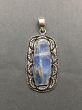 New! AAA Quality Amazing Detailed Rough Lapis Gemstone 2.25in Sterling Silver Pendant