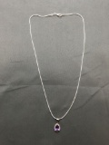 New! AAA Quality Dainty Non-Heated Faceted Amethyst Center w/ White Topaz Halo 1in Sterling Silver