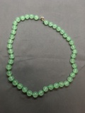 New! AAA Quality Beautiful 10mm Beaded Green Jade Double Knotted 18in Long Necklace