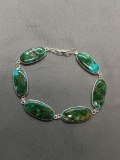 New! AAA Quality Gorgeous Copper Blue Turquoise 7-9in Sterling Silver Bracelet