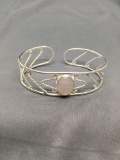 New! AAA Quality Awesome Detailed Moonstone Medium to Large Wrist Sterling Silver Cuff Bracelet