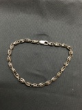 Ornate Milgrain Decorated Link 3.5mm Wide 8in Long Italian Made Sterling Silver Bracelet
