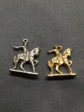 Lot of Two Sterling Silver Charms, One Silver & One Gold-Tone Paul Revere Motif