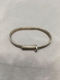 Belt Buckle Design 4.5mm Wide 3in Diameter Solid Sterling Silver Hinged Bangle Bracelet