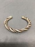 High Polished & Rope Detailed Braided Design 8mm Wide Heavy Handmade Sterling Silver Cuff Bracelet