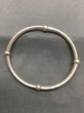 Alternating Contour & Rounded Link 6.0mm Wide 3in Diameter Beaded Sterling Silver Bracelet