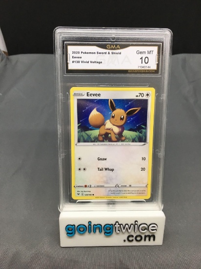 GMA Graded 2020 Pokemon Vivid Voltage #130 EEVEE Trading Trading Card - GEM MINT 10