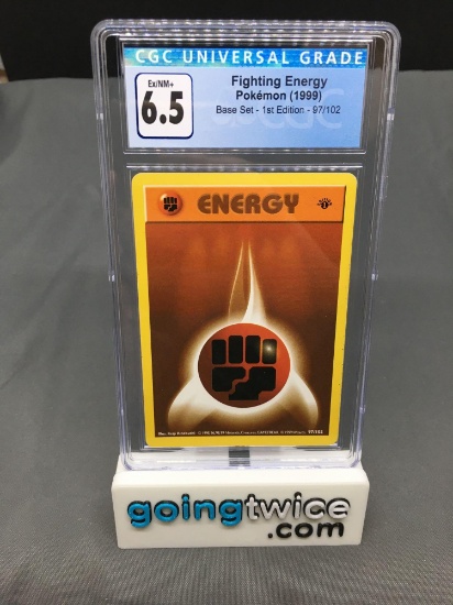 CGC Graded 1999 Pokemon Base Set 1st Edition Shadowless #97 FIGHTING ENERGY Rare Trading Card -