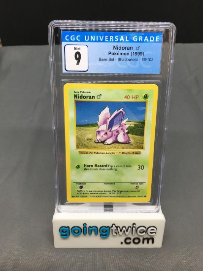 CGC Graded 1999 Pokemon Base Set Shadowless #55 NIDORAN Trading Card - MINT 9