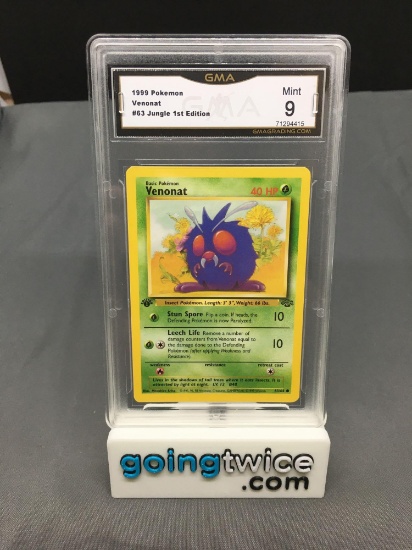 GMA Graded 1999 Pokemon Jungle 1st Edition #63 VENONAT Trading Card - MINT 9