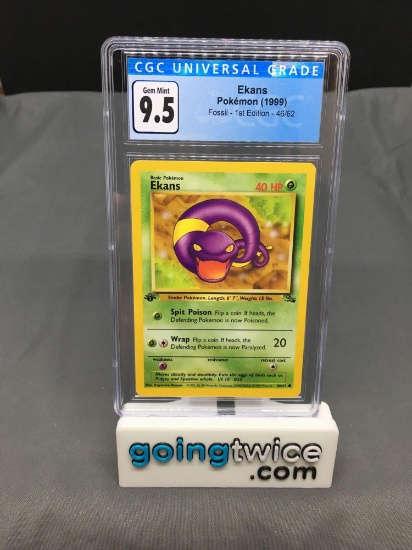 CGC Graded 1999 Pokemon Fossil 1st Edition #46 EKANS Trading Card - GEM MINT 9.5