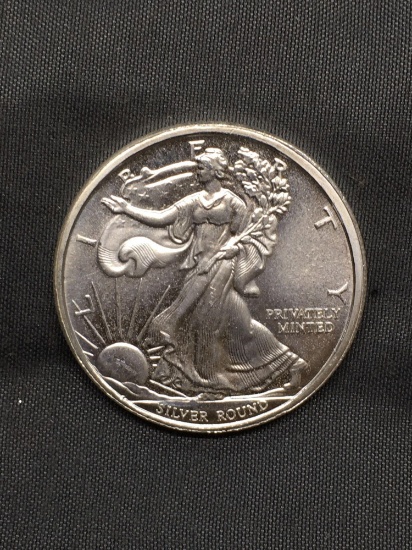 1/2 Troy Ounce .999 Fine Silver Money Metals Walking Liberty Style Silver Bullion Round Coin