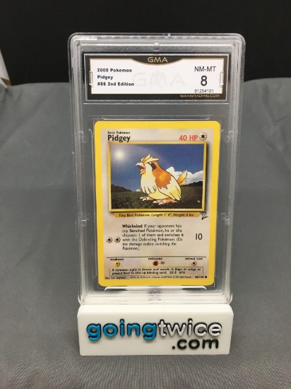 GMA Graded 2000 Pokemon Base 2 Set #86 PIDGEY Trading Card - NM-MT 8
