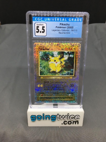 CGC Graded 2002 Pokemon Legendary Collection #86 PIKACHU Reverse Holofoil Trading Card - EX+ 5.5