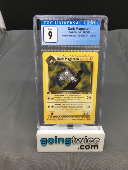 CGC Graded 2000 Pokemon Team Rocket 1st Edition #28 DARK MAGNETON Trading Card - MINT 9