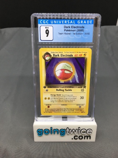 CGC Graded 2000 Pokemon Team Rocket 1st Edition #34 DARK ELECTRODE Trading Card - MINT 9